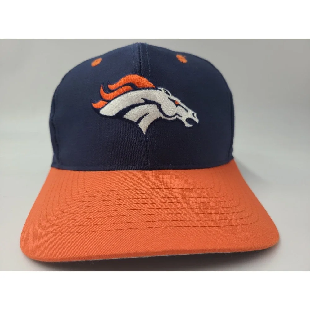 Vintage Denver Broncos Logo Athletic Snapback Hat Cap NFL‎ Football Blue Orange